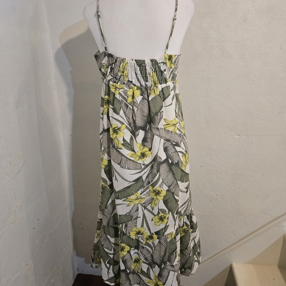 Banana Republic Green and Yellow Floral Midi Dress Size 8 - Picture 3 of 6